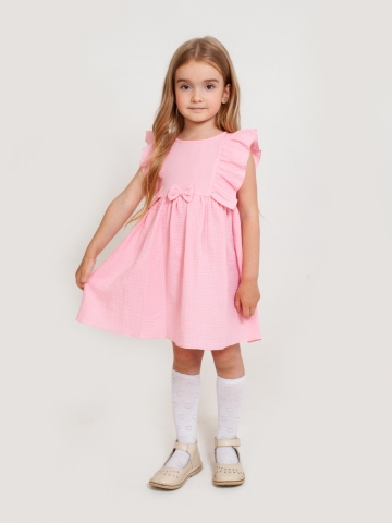 322-Р. Платье из муслина детское, хлопок 100% розовый, р. 98,104,110,116